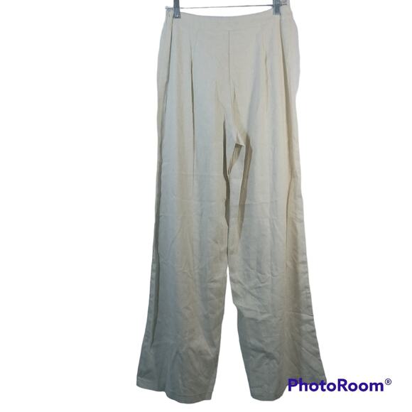 Faeriesty Linen Blend Wide Leg Pants Natural Vacation Lagnlook Size M - Picture 2 of 8